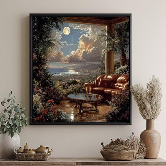 Paint by Numbers Kit for Adults Flower Paint by Numbers Candle DIY Crafts for Adults Canvas Paintings Kits, Hobbies for Women Art With Accessories for Home Wall Decor 32x32inch Without Frame 0-665C