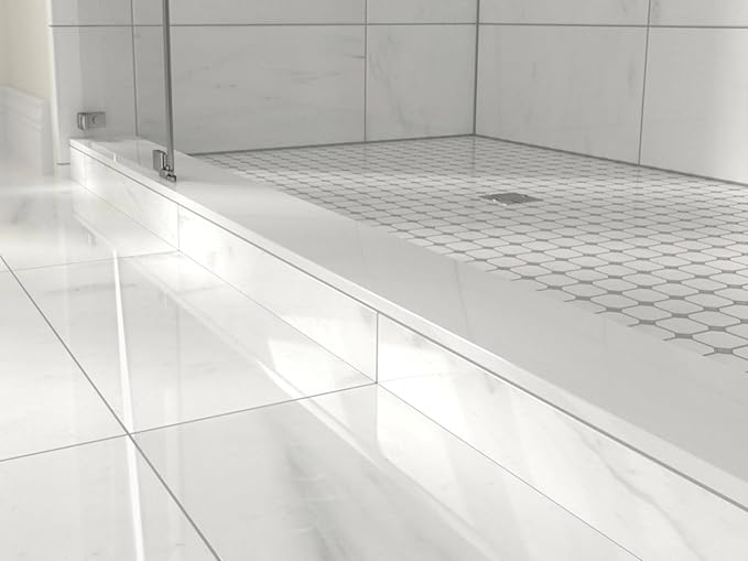 Super White Engineered Marble Threshold for Shower Curb, Bathroom Vanity Backsplash, Window Sill, Door Transitions (4" x 60")