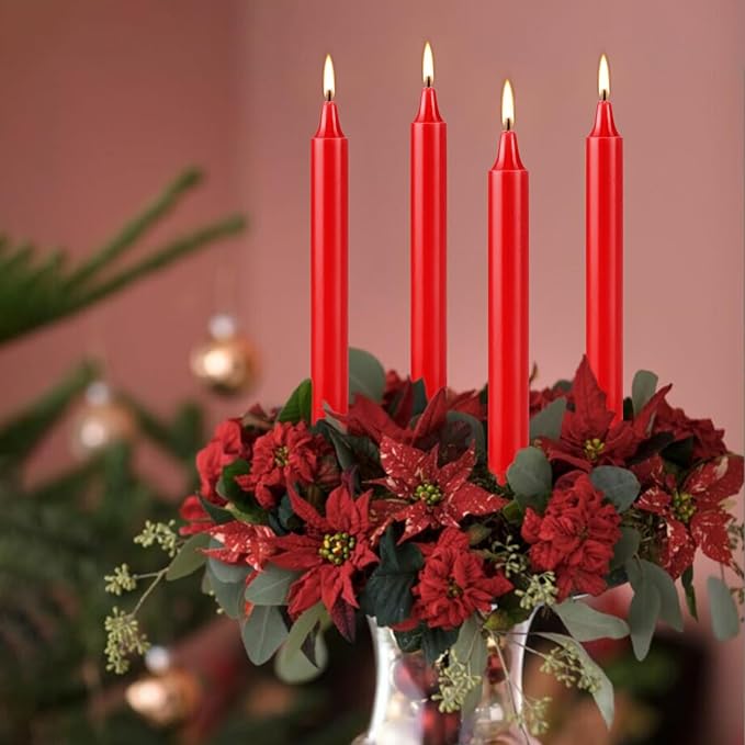 Set of 20 Red Candles –Spell Chime Candles for Christmas,Household, Wedding, Rituals, Prayer, Birthdays, Meditation, Altar,Party and Home Décor Candlesticks - 4 Inch Tall, Unscented (Red)