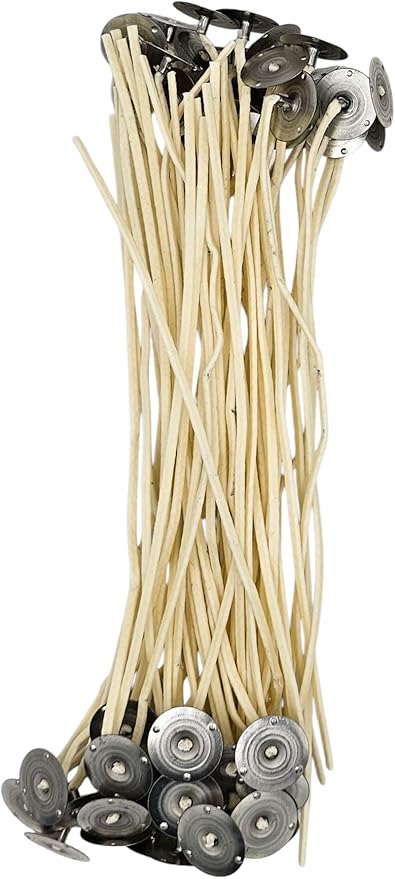 50 Pack | Jess Mae® LX 30 Candle Wicks | 8 Inch | Pre-Tabbed & Pre-Waxed with Beeswax-Primed | 20mm Metal Tabs | ~4" Container Wick | USA Made | for Soy, Paraffin, Beeswax & Blends