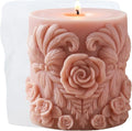 XIAOSHUI Rose Column Silicone Candle Mold Flower Cylinder Candle Molds for Candles Making Resin Casting Aromatherapy Candles Gypsum Craft Home Decorate