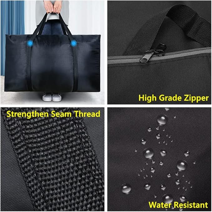 Extra Large Storage Bag for Moving Travel Bag Waterproof Large Moving Bag with Double Zippers and Reinforced Handles Large Capacity Duffle Bag for Moving Traveling Home Storage Packing, 2X160L, 39.37