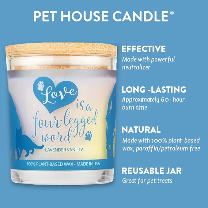 One Fur All Pet House Sentiments Candle - Lavender Vanilla - Gift for Pet Lover - Pet Odor Eliminator Candle - Plant-Based Wax Candles - Non-Toxic - Pet-Friendly