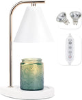 Aimoptg Candle Warmer Lamp with Timer, Dimmable Candle Lamp for Small and Large Jar Candles, Modern Candle Warmer Lamp with 2 Bulbs(White Gold)