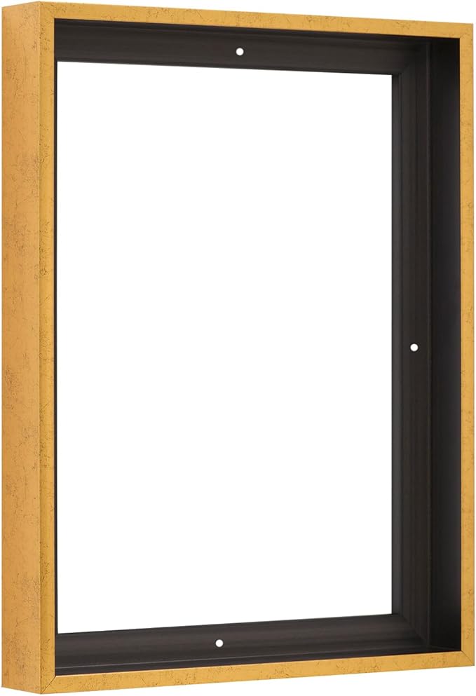 Pixy Canvas 30x40 inch Floater Frame for 1.5" Deep Canvas Paintings, Wood Panels & Stretched Canvas Boards. 4 Colors available (Rustic Gold, 30 x 40)