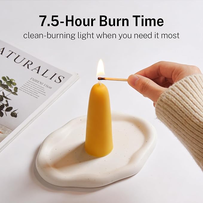 10 Pack Natural Beeswax Taper Candles, 1.3×4.3 Inch Bees Wax 7.5 Hours Long Burning Time, Eco-Friendly Non-Toxic Smokeless Handmade 100% Pure Beeswax, for Home Decor, Meditation, Relaxation & Gifts
