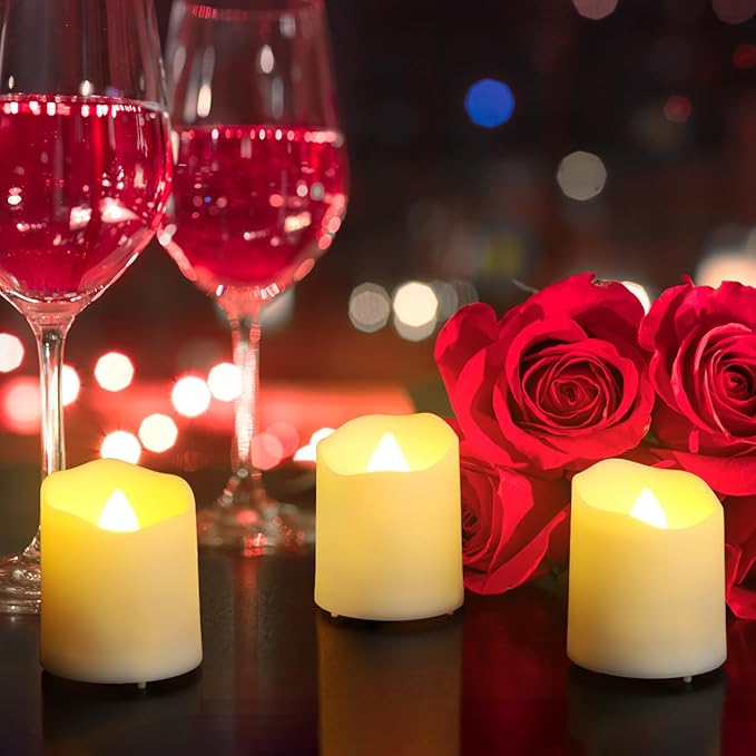 12pcs LED Rechargeable Tea Lights with Remote Timer and USB Charging Base, Flameless Votive Candles Flickering Warm White Electric Fake Tealights