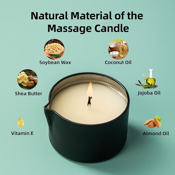 Organic Soybean Wax Essential Oil Infused Massage Oil SPA Candle for Couples, Home Scented Candle for Relaxation Bluberry Cake Scent 2.35OZ
