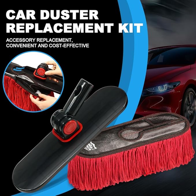 Auto Accessories Car Duster,Car Brush Replacement Kit,Scratch Free ，Feather Duster Exterior,Truck,SUV,RV and Motorcycle,Wax Cotton Hair,Dust Removal(2Mops & 1Board)