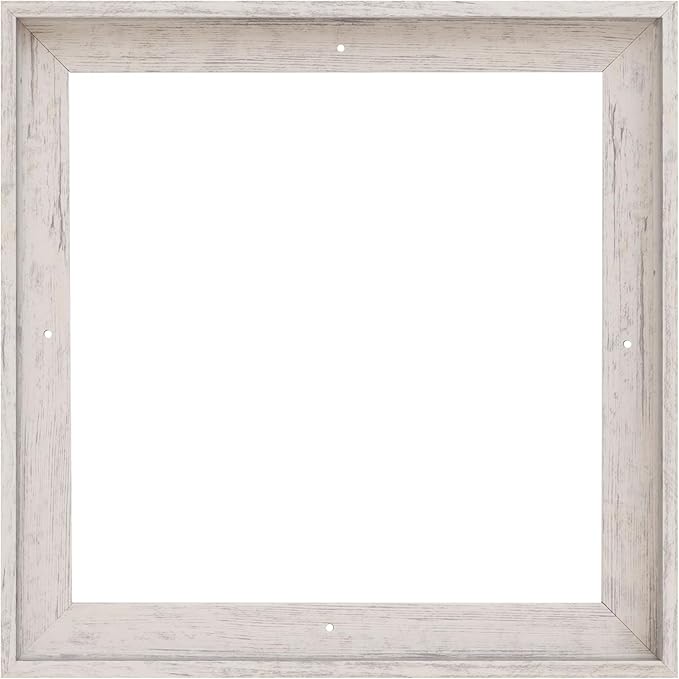 Pixy Canvas Floater Frame 33x33 for 1-1/2 (1.5) inch Deep Canvas Paintings/Canvas Prints/Wood Canvas Panels/Wall Art/Wall Decor/Home Decor/Artwork (Distressed White, 33 x 33 inch, Square)