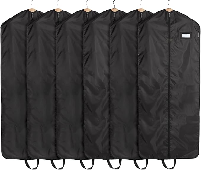 Covermates Keepsakes Garment Bag Set for Closet Storage and Travel – Breathable Suit and Dress Bags with ID Window and Carrying Handles – Heavy-Duty Hanging Wardrobe Protection Set, Black