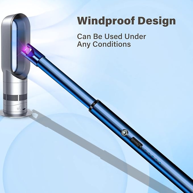 Navpeak Electric Candle Lighter Windproof USB Rechargeable Flameless Long Neck Lighter for Candles Gas Stove Fireplace BBQ Kitchen Grills (Blue)