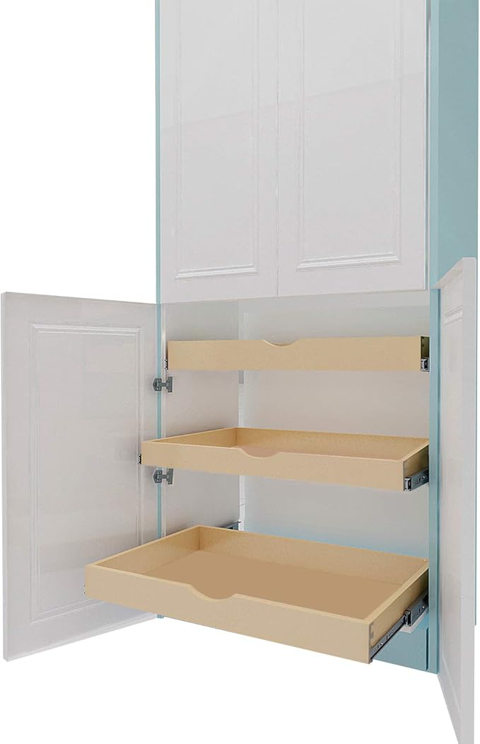 Couver Pull Out Drawers For Cabinets, 24"W x 21"D x 3"H Soft Close Slide Out Wood Shelves Storage Organizer for Kitchen, Finished, Heavy-Duty, Non-Assemble