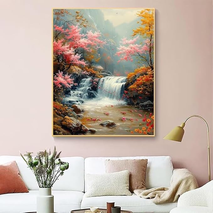 Diamond Painting Kits for Adults Falls Diamond Painting Kits Flower 5D Full Square Drill Strass Crystal Crafts for Adults DIY Art Kit for Beginner, Home Wall Art, Gifts for Women 16x24in C-125547