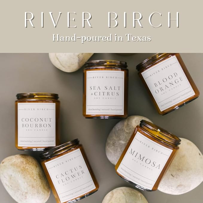 River Birch Candles Spa Day Scented Candle | Premium, All-Natural, Non-Toxic, Soy Amber Jar Candles | 8.5oz 40 Hr Burn Time | Cozy Relaxing Gifts for Home