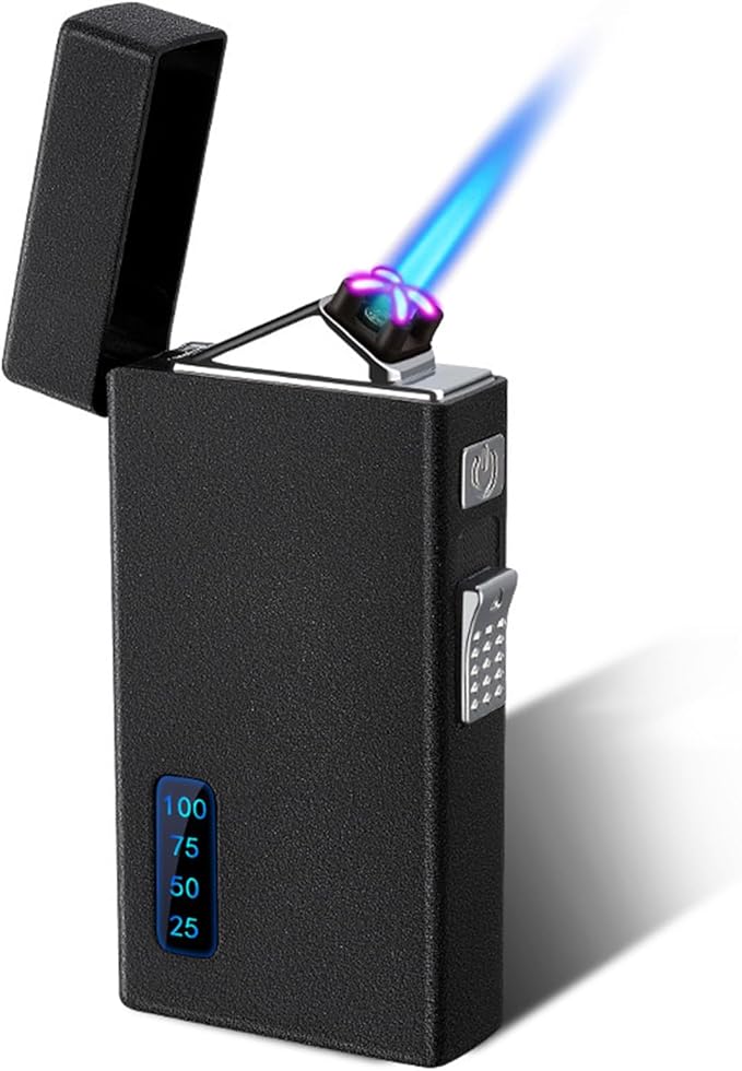Arc 2 in 1 Jet Flame Torch Lighter - Refillable Butane Electric, USB Rechargeable, Windproof Infinity Lighter for BBQs, Candle, Camping (Frosted Black)