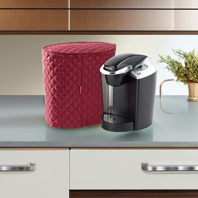 Covermates Keepsakes Coffee Maker Cover – Quilted Appliance Protector for Espresso Makers – Dust & Stain Resistant, Washable Slip‑On Design for Countertop Storage, Red