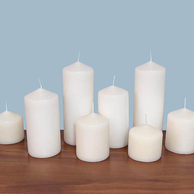 Stonebriar Unscented White Tall Pillar Candles, 80 Hour Burning Candle Pillars, Perfect for Decor, Weddings, Emergencies 3" X 8", 6 count