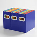 Hanging File Organizer Box, 3 Pack Dard Blue Cardboard File Folder Holder for Letter Size, Portable Desk Document Storage with Handles, for Office,Home,School