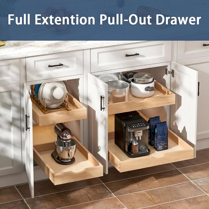 Pull Out Cabinet Drawers - 6x2 Size Options (12-23'W,18-21'D), Pre-Assembled with Soft Close Slides, Solid Beechwood, Easy Installation (14'W x 21'D)