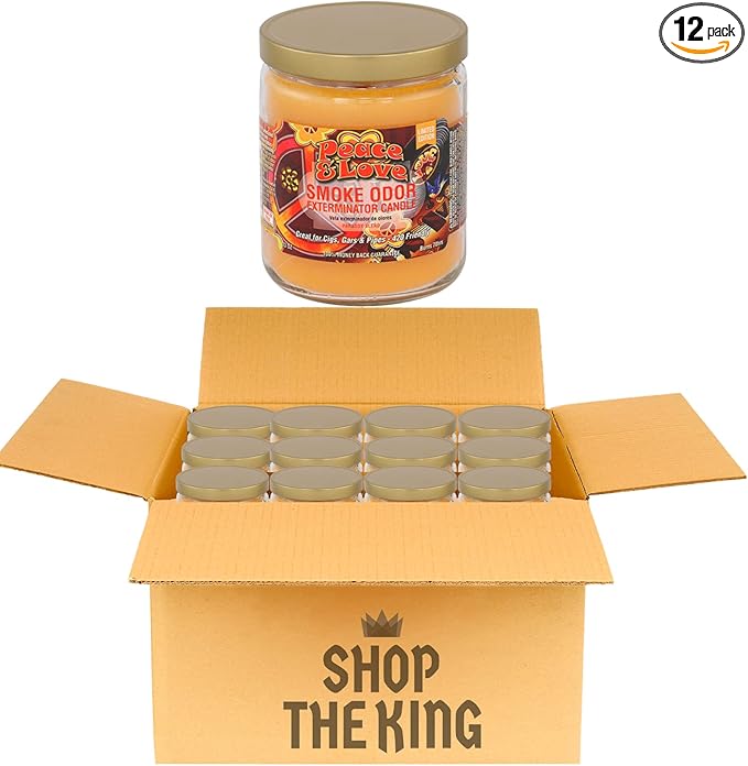 Bulk Smoke Odor Exterminator Candles Ultimate Smoke Elimination Case of 12 (Peace & Love)