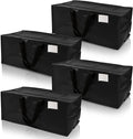 DURASACK Heavy Duty Moving Bag Storage Container Duffle Bag with Zipper, Reinforced Carry Straps and Backpack Straps, Made of Rugged Woven Polypropylene, Pack of 4, Black