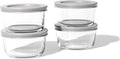 DURA LIVING Borosilicate Glass Food Containers - 8 Piece Set (1 cup) - Premium Storage Solution Microwave & Dishwasher Safe, BPA-Free Lids, Grey