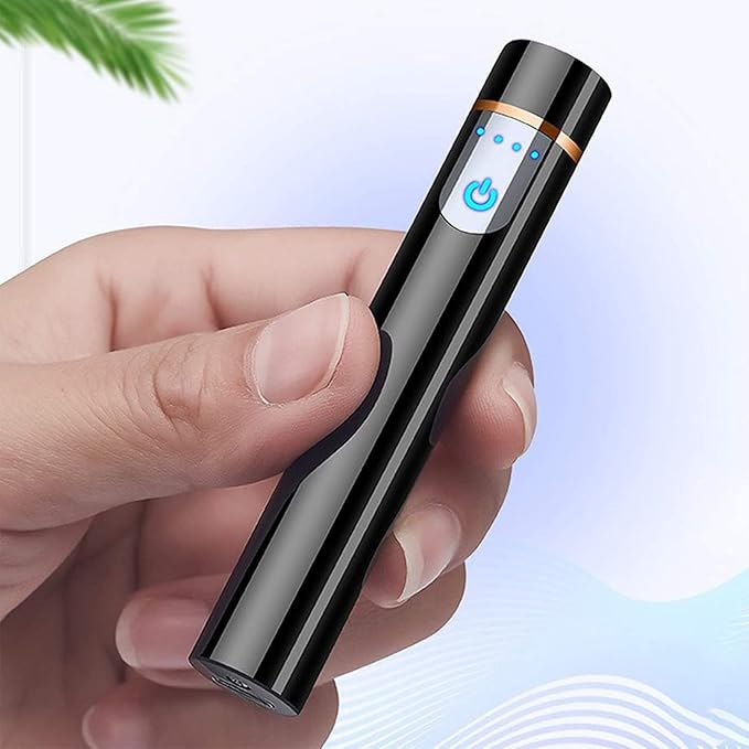 Electronic Lighter, Cool Electric New Upgrade USB Rechargeable Lighter Touch Ignition Windproof Flameless Lightweight Plasma with Power Indicator for Cigarette,Paper (Red)
