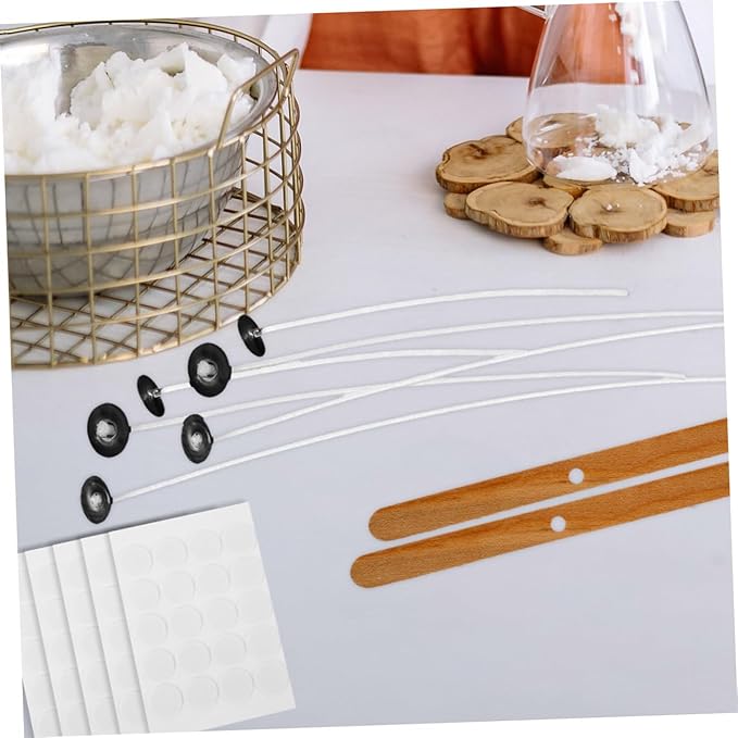 DIY Candle Making Kit with Candle Wicks Wick Stickers and Wooden Holders for Beginners and Home Crafting Projects