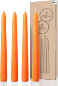 CANDWAX 8 inch Orange Taper Candles Set of 4 - Dripless, Unscented - Perfect for Dinner, Party or Christmas Decor, Halloween Candles or Thanksgiving Décor