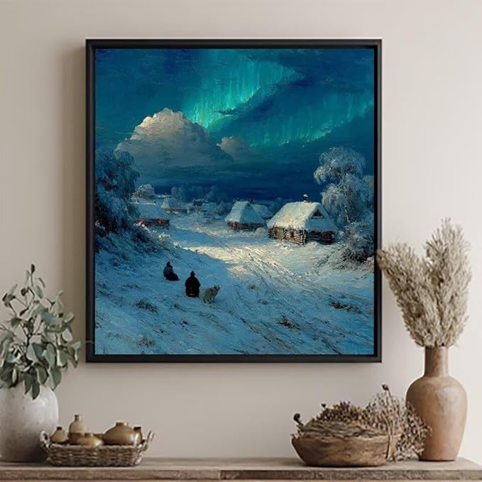 Paint by Numbers Kit for Adults Snow Paint by Numbers Dog DIY Crafts for Adults Canvas Paintings Kits, Hobbies for Women Art With Accessories for Home Wall Decor Art 20x20 inch Without Frame 4-760L