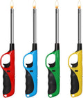 Candle Gas Lighter with Extended Long Wand Handy Refillable for Kitchen Fireplace Pilot Lighter BBQ Grill Stove, 4 Pack (Butane Included)