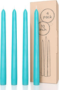 CANDWAX 10 inch Turquoise Taper Candles Pack of 4 - Unscented Smokeless Dripless Tall Candle Sticks - Perfect for Holidays, Ordinary Dinners and Special Occasions - Teal Candlesticks