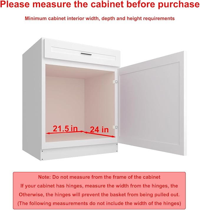 Sikarou Pull Out Cabinet Organizer 20" W x 21" D, Heavy Duty Kitchen Cabinet Pull Out Shelves, Slide Out Wire Basket for Kitchen Cabinets, Bathroom, Pantry, Chrome Finish