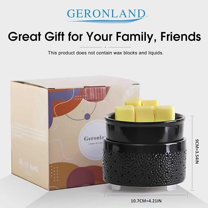 Wax Melt Warmer 3-in-1, Ceramic Candle Warmer & Oil Burner with Starry Sky Holes & Auto-Fading 7-Color Light, Fragrance Warmer for Scented Wax, for Mom Wife Sister (Black)