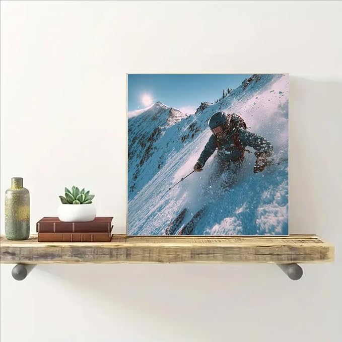 Diamond Art Kits for Adults Snow Mountain Diamond Painting Kit Ski, DIY Crafts for Adults 5D Full Square Drill Gem Art Embroidery Painting Kit for Home Wall Decor, Birthday Girl 11.8x11.8inch 1-VZ24