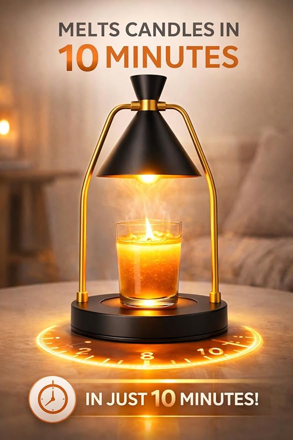 MIGHTY T Candle Warmer Lamp with Timer & Dimmer – Flameless Candle Lamp for Jar Candles – Adjustable Brightness – Safe Home Fragrance Warmer for Bedroom & Living Room