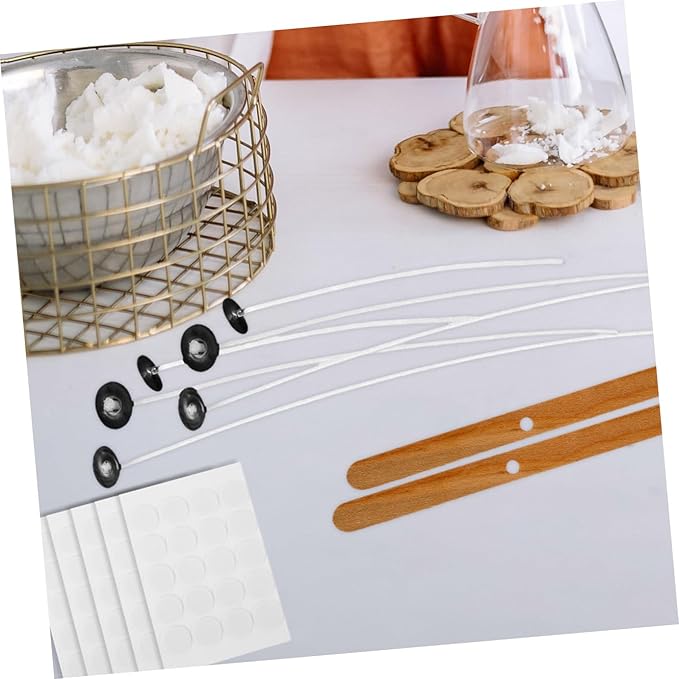 Gadpiparty 1set Candle Wicks Kit Wick Holders and Stickers for Candle Making Birthday Parties and Events for Easy Crafting
