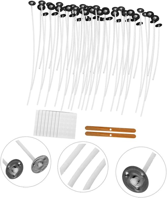 Gadpiparty 1set Candle Wicks Kit Wick Holders and Stickers for Candle Making Birthday Parties and Events for Easy Crafting