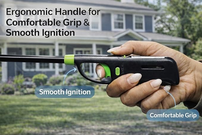 Long Reach BBQ Utility Lighter with Safety Lock, Multipurpose for Grill, Candles, Stove, Fireplace, Assorted Colors, 3 Pack