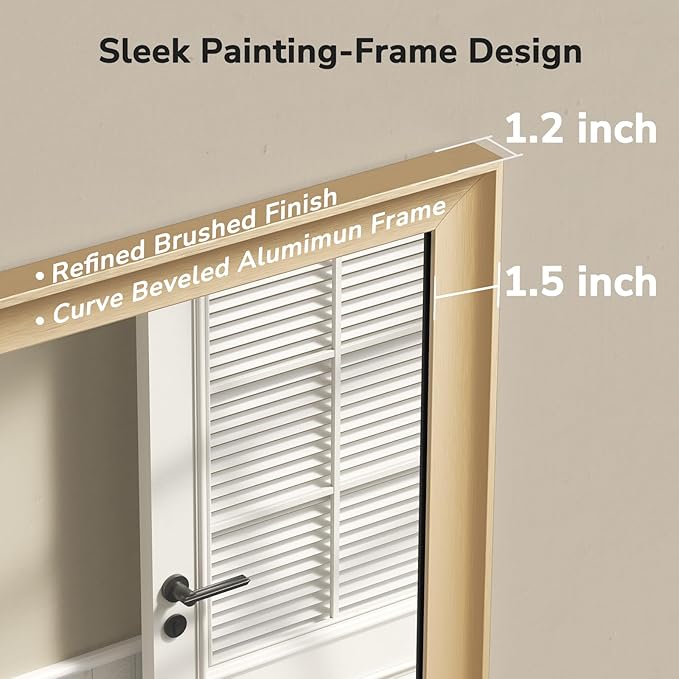 USHOWER Brushed Gold Bathroom Mirrors for Over Sink 22x30 Inch, Metal Framed Rectangle Vanity Mirror for Wall, Bedroom, Living Room, Entryway, Anti-Rust, HD Tempered Glass, Horizontal/Vertical