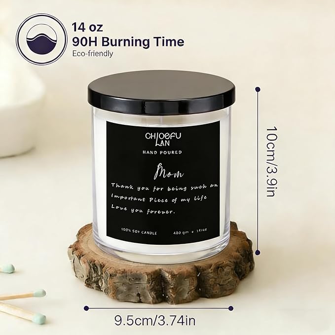 Chloefu LAN Mothers Day Gifts from Daughter Son Kids, Mom Birthday Gifts, Mom Gift, Lavender Candles, 400g Soy Candle for Home Scented, 100% Soy Candles for Women