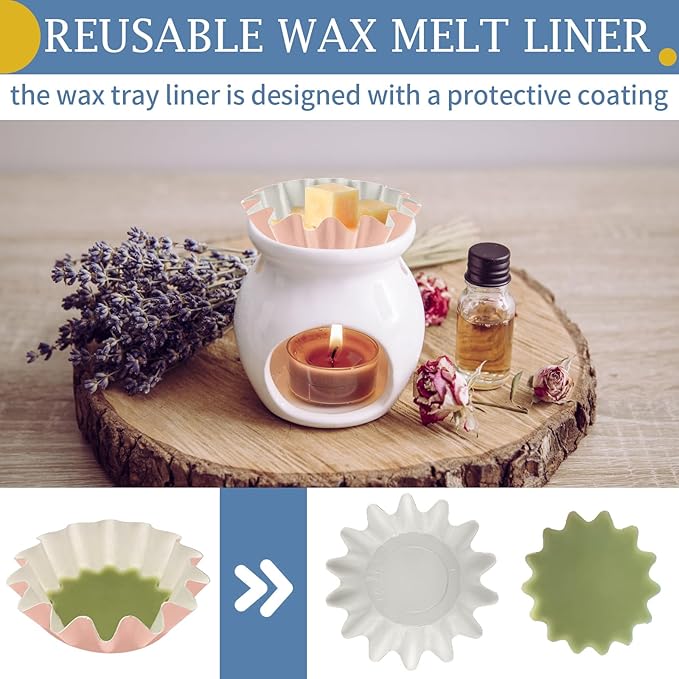 50 Pcs Wax Melt Liners, Wax Melt Warmer Liners, Leakproof & Reusable Wax Melt Cups for Wax Burner, Wax Melters, Candle Warmers, Scented Wax, Plug Warmers, Electric Wax Warmers, Pink