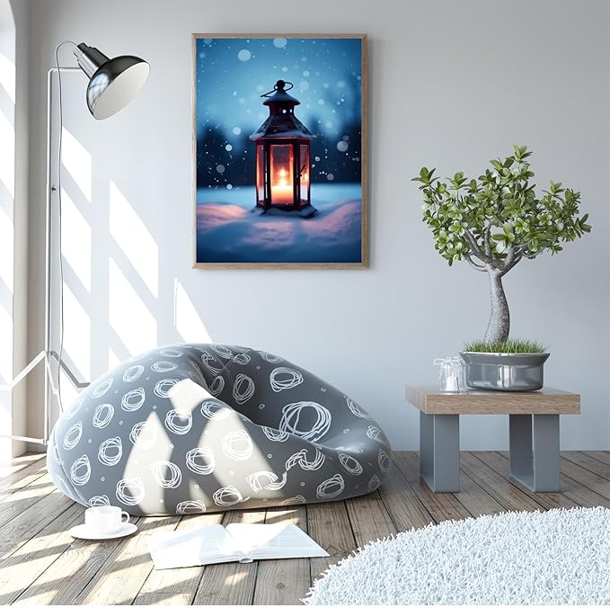 GUAIEUW Winter Candlelight Diamond Painting Kits DIY 5D Crystal Full Round Diamond Painting, Handmade Art for Living Room Home Wall Decor Birthday Gift 12x16 Inch, WZ8-0325-ZS-season-T8DCWA-CA9EEM