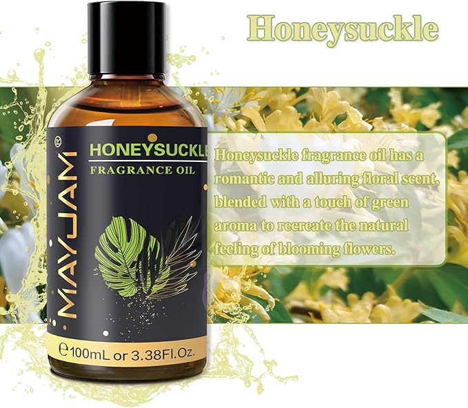 MAYJAM Honeysuckle Fragrance Oils Essential Oil - Honeysuckle Oil for Diffusers, 3.38FL.OZ/100ML Large Volume Fragrance Oil with Premium Glass Dropper