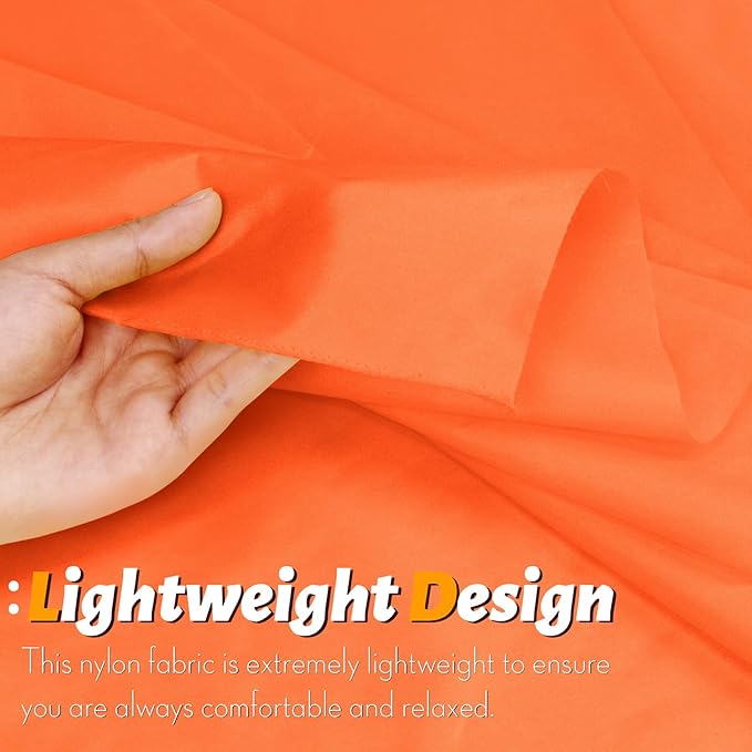 Vonty Waterproof Fabric Ripstop Nylon Fabric by The Yard - 60 Inch Wide(3 Yard), Water Proof Orange Fabrics Lightweight Kite Fabrics for Tent Bag Tarp DIY Craft Travel Outdoor