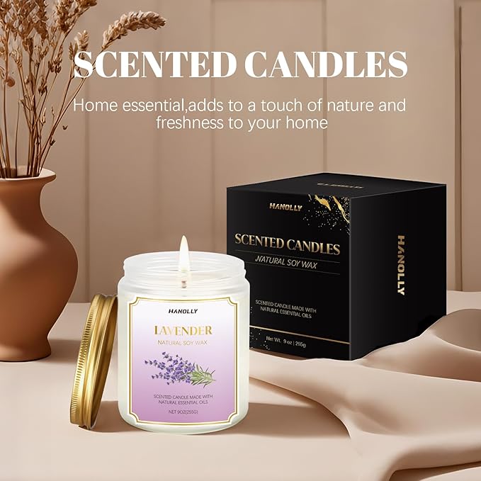 Coconut Vanilla Candle, 9 oz Scented Candles for Home Soy Candle Wax, Long Lasting Aromatherapy Candle Gift for Women Men, Birthday Christmas Gifts, Perfect for Creating a Warm Ambiance