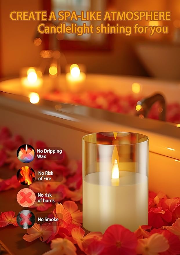 Rechargeable Flameless Candles Type-c Rechargeable Battery Candle with Remote Control and Timer Function Real Wax Warm Color Moving Flame for Halloween Christmas Festival Wedding Home Party 200 Hours