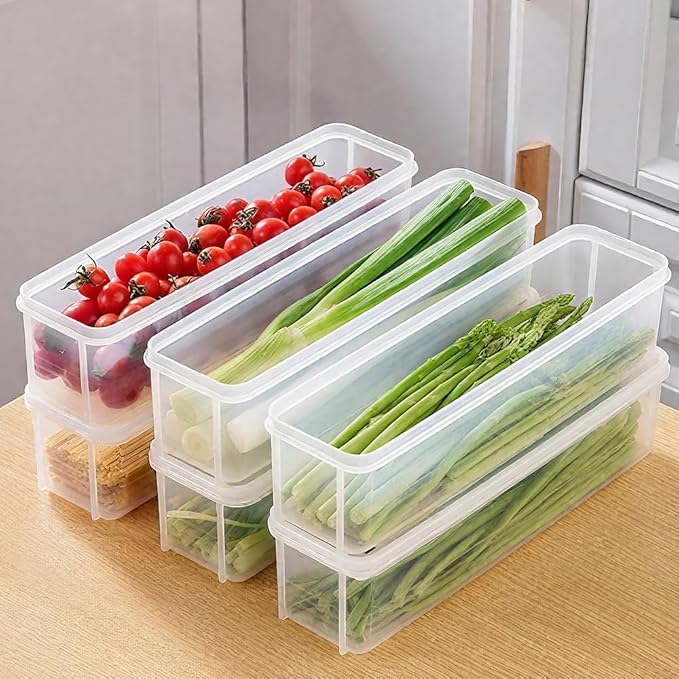 Storage & Crisper Boxes, 2025 New Durable Food Storage Containers, Stackable Refrigerator Organizer for Kitchen, Airtight Food Box with Lids, Fresh-Keeping Container Suitable (White, 2pcs)