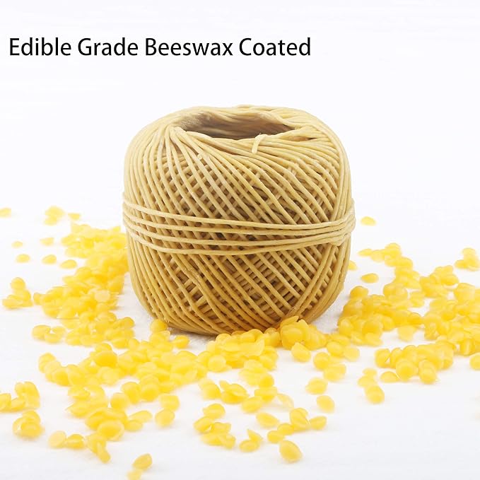 MILIVIXAY Thick Hemp Wick with Natural Beeswax Coating, Edible Grade Beeswax, 200 FT Spool, Thick Size (2.0mm),Unbleached, Un-dyed and 100% Organic, Perfect Alternative to Butane Lighters and Matches.